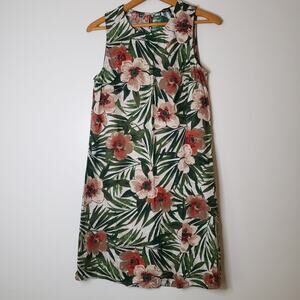 AK Linen Viscose Sleeveless Knee-length Shift Dress Tropical Florals Size 4